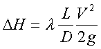 major head losses coefficient formula